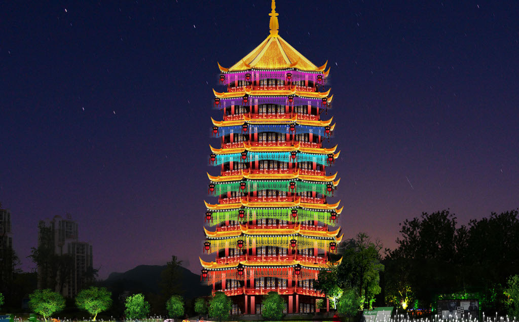 德江人民公园夜景灯饰工程