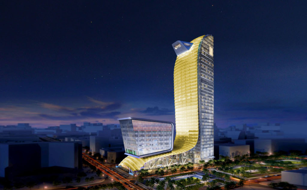 柬埔寨安达银行总部大楼夜景灯饰设计